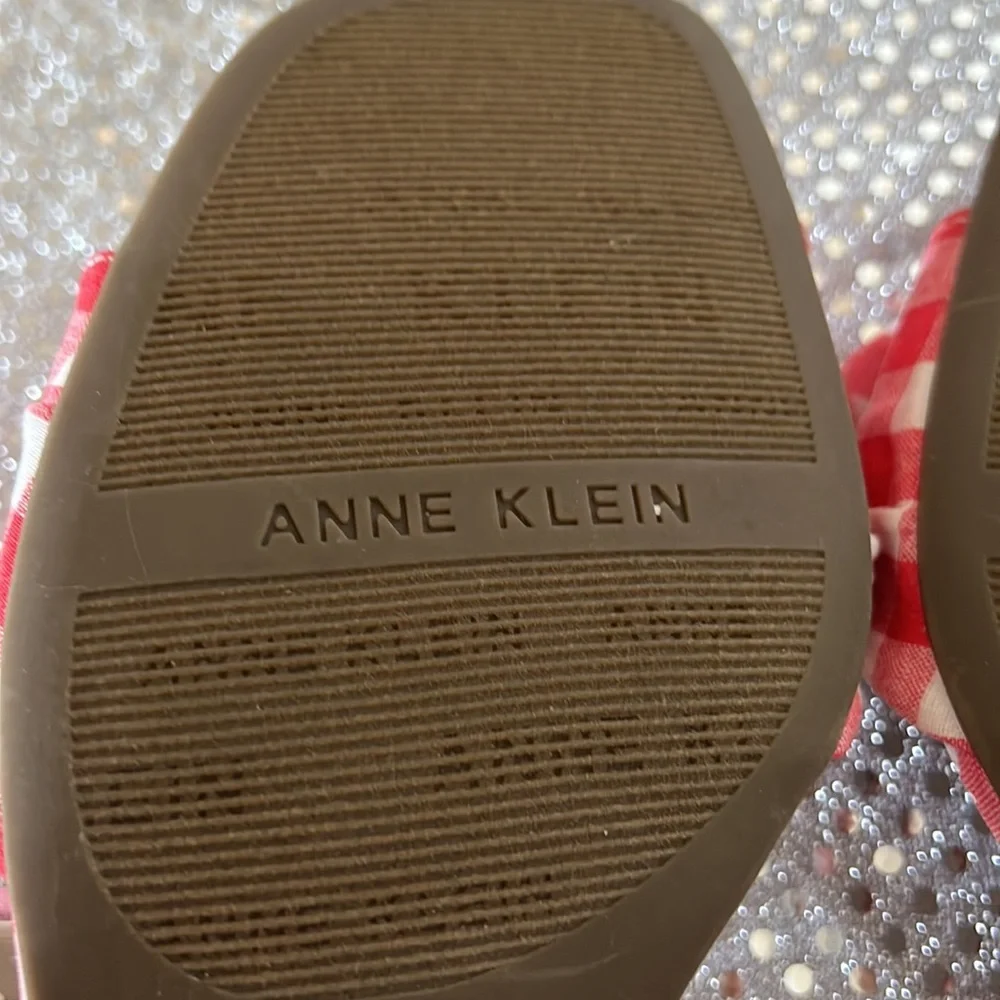 Anne Klein Red and White Checkered Sandals - Picture 11 of 15